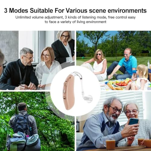 HP SOUND PLUS Hearing Aids,Invisible Rechargeable Hearing Amplifier with Noise Cancelling for Adults Hearing Loss, 360 BT BIEGE Digital Ear Hearing Assist Devices Volume Control Flesh (Single Ear) - Image 3