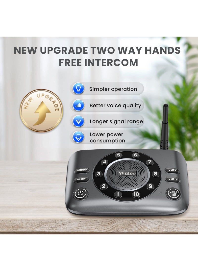 Wuloo Wuloo Hands-Free Intercoms Wireless for Home Business, Upgrade Two Way Audio Intercom System for Elderly, Full Duplex Room to Room Intercom with 5280 ft Range Clear Sound Anti-Interference, Pack of 4  - Image 2