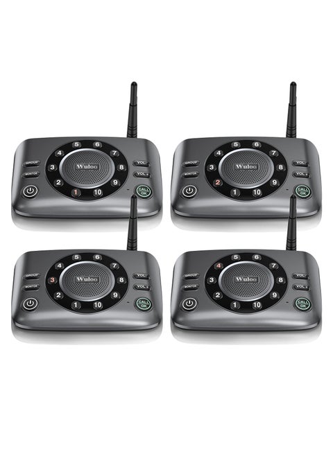 Wuloo Hands-Free Intercoms Wireless for Home Business, Upgrade Two Way Audio Intercom System for Elderly, Full Duplex Room to Room Intercom with 5280 ft Range Clear Sound Anti-Interference, Pack of 4