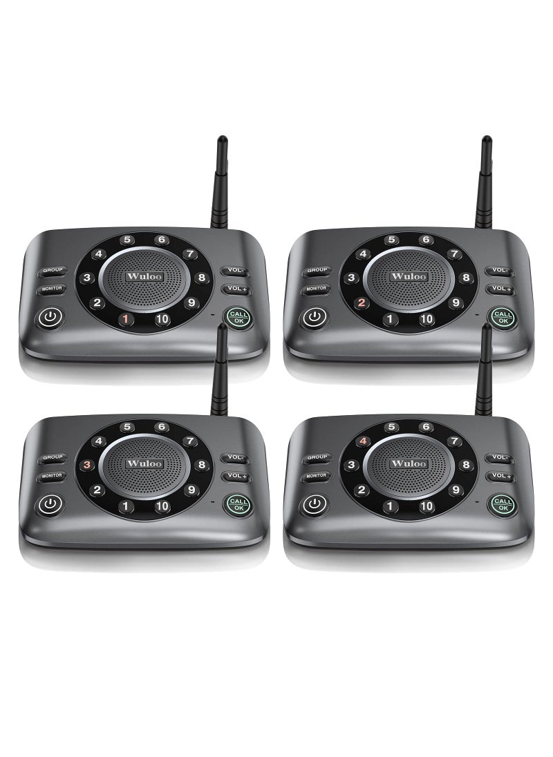 Wuloo Wuloo Hands-Free Intercoms Wireless for Home Business, Upgrade Two Way Audio Intercom System for Elderly, Full Duplex Room to Room Intercom with 5280 ft Range Clear Sound Anti-Interference, Pack of 4  - Image 1