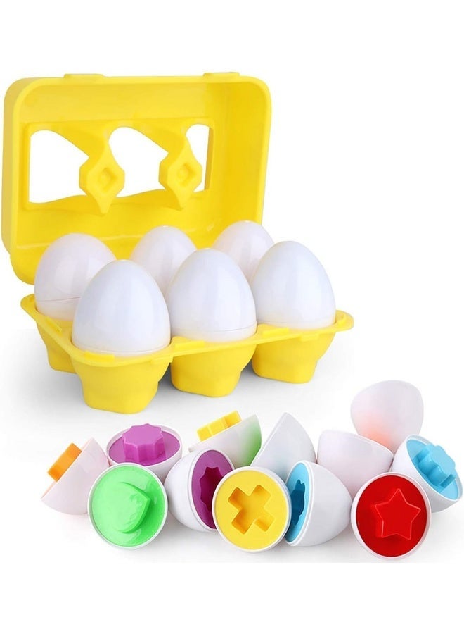 SUZZ Matching Eggs Toy, Early Dedevopment Toys for Toddlers, Montessori Sensory Educational Color, Shapes and Sorting Recognition Skills, Portable 3D Puzzle Toys for Kids Birthday Gift for Baby Boy Girl (6 Eggs) - Image 1
