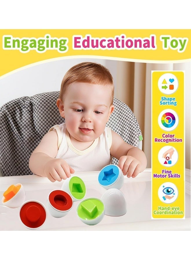 SUZZ Matching Eggs Toy, Early Dedevopment Toys for Toddlers, Montessori Sensory Educational Color, Shapes and Sorting Recognition Skills, Portable 3D Puzzle Toys for Kids Birthday Gift for Baby Boy Girl (6 Eggs) - Image 5