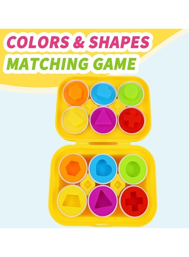 SUZZ Matching Eggs Toy, Early Dedevopment Toys for Toddlers, Montessori Sensory Educational Color, Shapes and Sorting Recognition Skills, Portable 3D Puzzle Toys for Kids Birthday Gift for Baby Boy Girl (6 Eggs) - Image 2