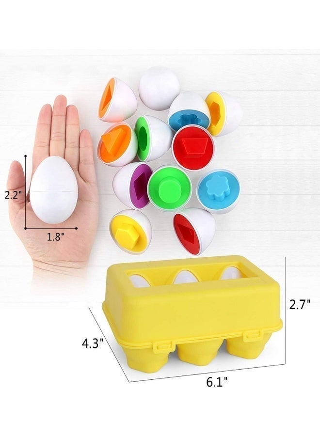 SUZZ Matching Eggs Toy, Early Dedevopment Toys for Toddlers, Montessori Sensory Educational Color, Shapes and Sorting Recognition Skills, Portable 3D Puzzle Toys for Kids Birthday Gift for Baby Boy Girl (6 Eggs) - Image 4