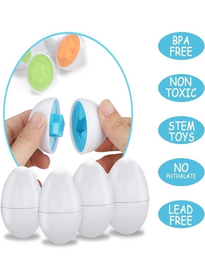 SUZZ Matching Eggs Toy, Early Dedevopment Toys for Toddlers, Montessori Sensory Educational Color, Shapes and Sorting Recognition Skills, Portable 3D Puzzle Toys for Kids Birthday Gift for Baby Boy Girl (6 Eggs) - Image 3