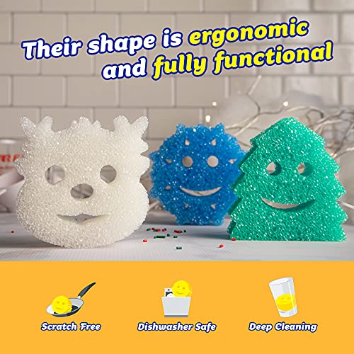 Scrub Daddy Sponge Set - Winter Shapes - Non Scratch Scrubbers for Dishes and Home, Odor Resistant, Temperature Controlled, Soft in Warm Water, Firm in Cold, Deep Cleaning, Dishwasher Safe, 3ct - Image 3