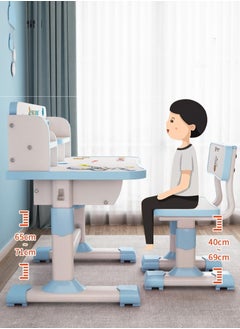 اكسيسن طقم مكتب وكرسي استذكار للأطفال بارتفاع قابل للتعديل، طاولة استذكار متعددة الوظائف لطلبة المدارس مع درج تخزين، طاولة كرسي قراءة كرتوني للأولاد والبنات  - Image 3