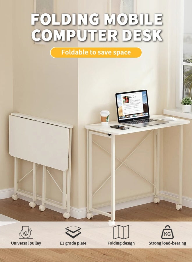 Game Table, 360° Rotation Folding Study Table with Lockable Caster Wheels, Mobile Office Desk for Office, Bedroom, Living Room - Image 2