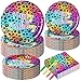 Whaline 120Pcs Neon Rainbow Leopard Birthday Supplies Girls Sparkly Splatter Paper Tableware Set Leopard Print Dinnerware 48Pcs Plate 48Pcs Napkin 24Pcs Plastic Forks for Girls Cheetah Birthday Party - Image 2