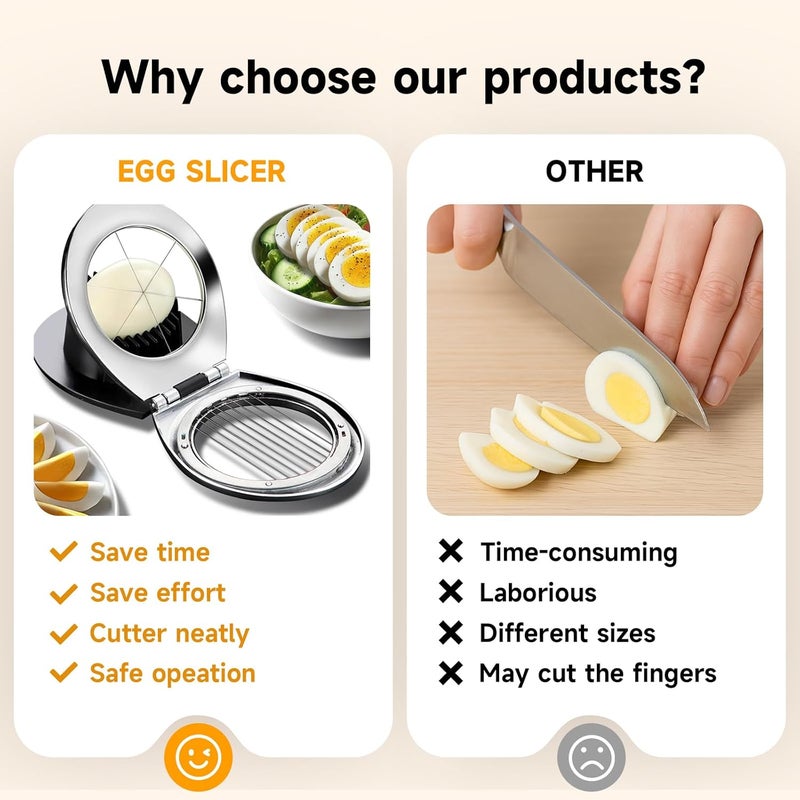 Arimagroup Egg Slicer for Hard Boiled Eggs,Egg Cutter,Strawberry Slicer,Heavy Duty Aluminium Tomato Slicer,Stainless Steel Wire Multipurpose, Dicer for Soft Fruit Mushroom,Suitable for Home, Picnics - Image 2