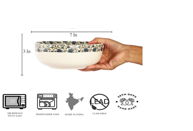 Miah Decor Stoneware Md-83 Decal Serving Bowls, Set of 2, Multicolor-Color - Image 5