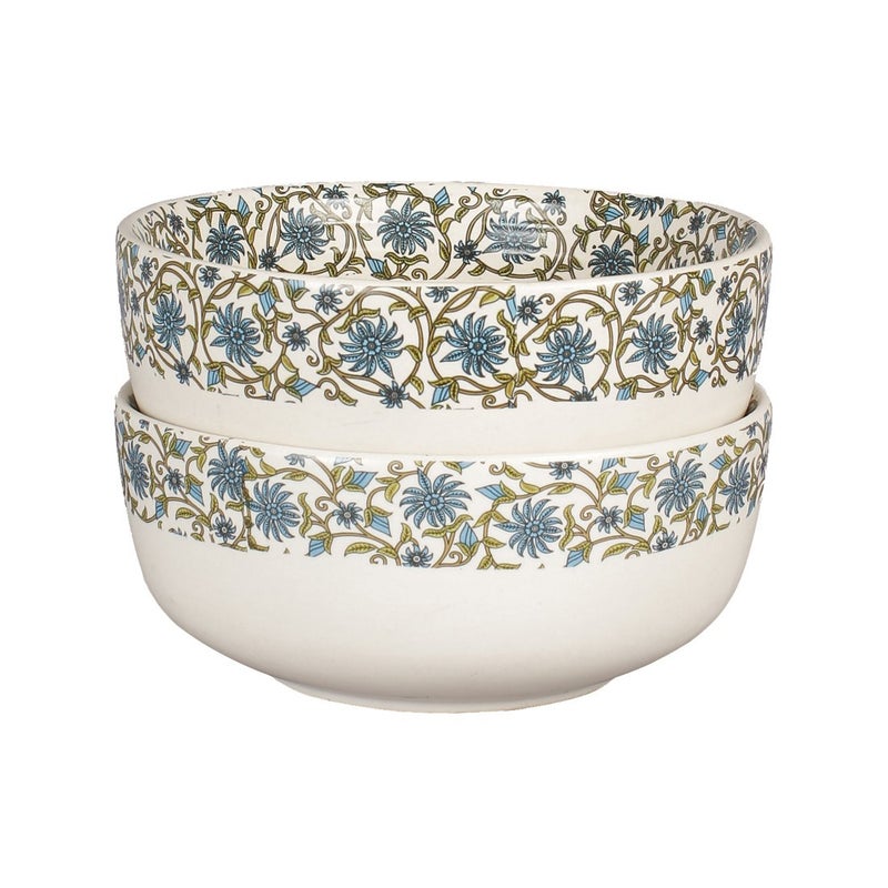 Miah Decor Stoneware Md-83 Decal Serving Bowls, Set of 2, Multicolor-Color - Image 2