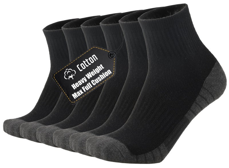 ONKE Max Cushion Low Cut Quarter Socks for Men Athletic Running Training Workout Sports Exercise Breathable Moisture Control(Black L)
