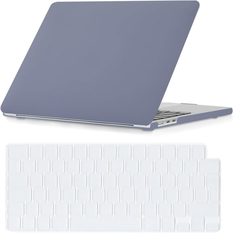 سيفن لاين متوافق مع حافظة MacBook Air M3 15 بوصة 2025 2024 2023 لـ Mac Air 15.3 بوصة موديل M2 A2941/A3114/A3241 حافظة صلبة غير لامعة للكمبيوتر المحمول مع غطاء لوحة مفاتيح، رمادي لافندر - Image 1