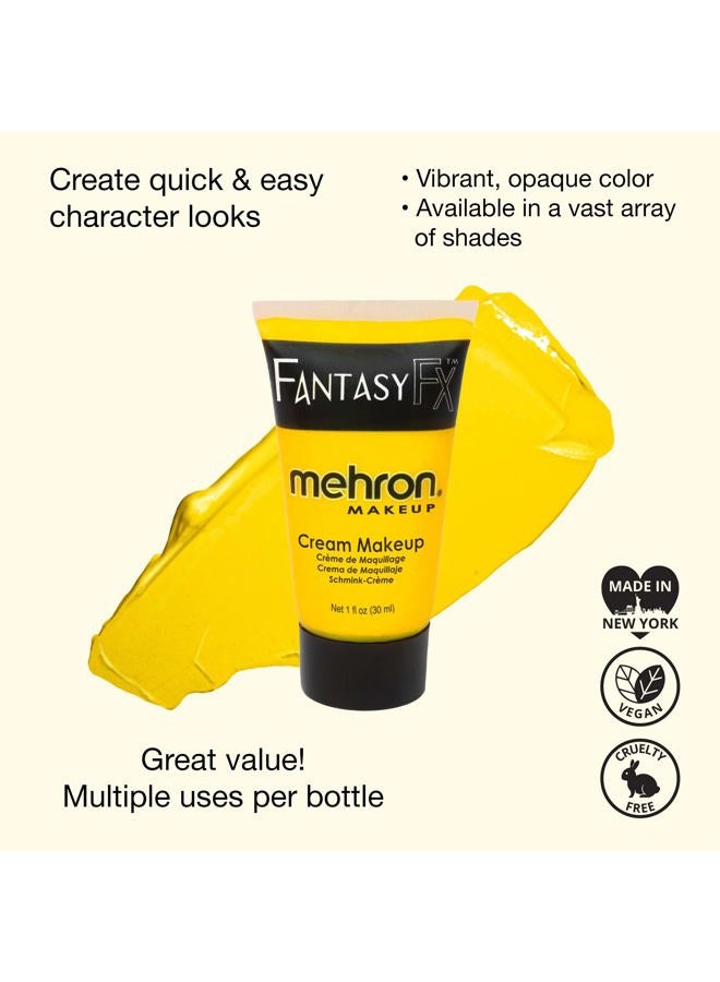 mehron مكياج فانتازيا FX كريم مكياج | قائم على الماء | هالوين | طلاء وجه وجسم أصفر للبالغين 1 أونصة سائلة (30 مل) (أصفر) - Image 2
