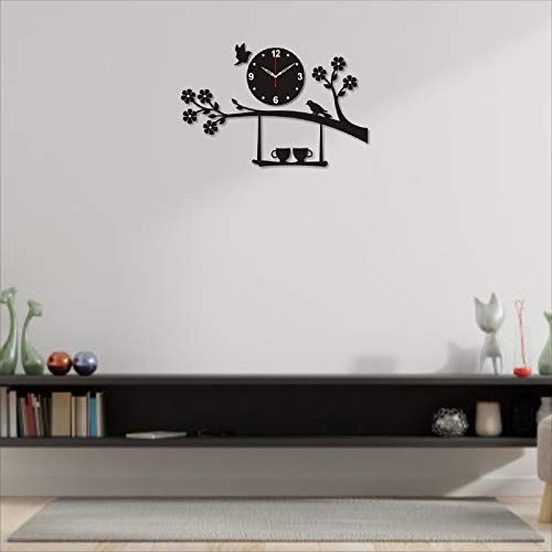 THE 9192 Acrylic Bird Tree Wall Mounted Clock for Home Decor (Black) - Image 5