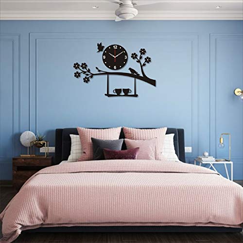 THE 9192 Acrylic Bird Tree Wall Mounted Clock for Home Decor (Black) - Image 4