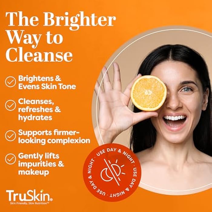 TruSkin Vitamin C Cleanser for Face - Brightening Face Wash with Vitamins C & E, Rosehip Oil, Aloe Vera and MSM - Deep Clean and Refresh for Radiant, Healthy-Looking Skin, 4 fl oz - Image 3
