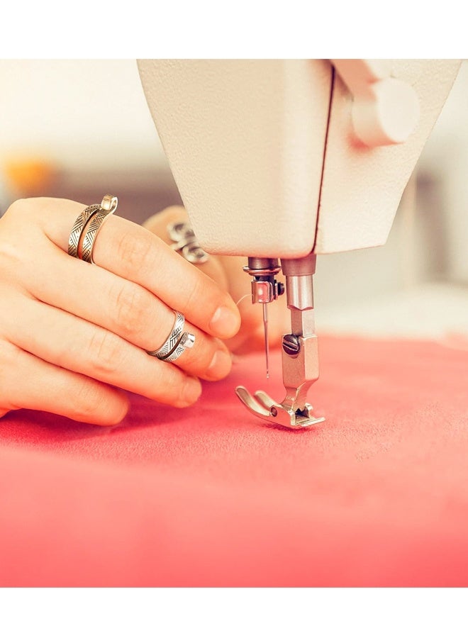 مجموعة من 4 حلقات كروشيه للأصابع، وحاملات أصابع معدنية مفتوحة للخيوط، وإبر حياكة للكروشيه - Image 4