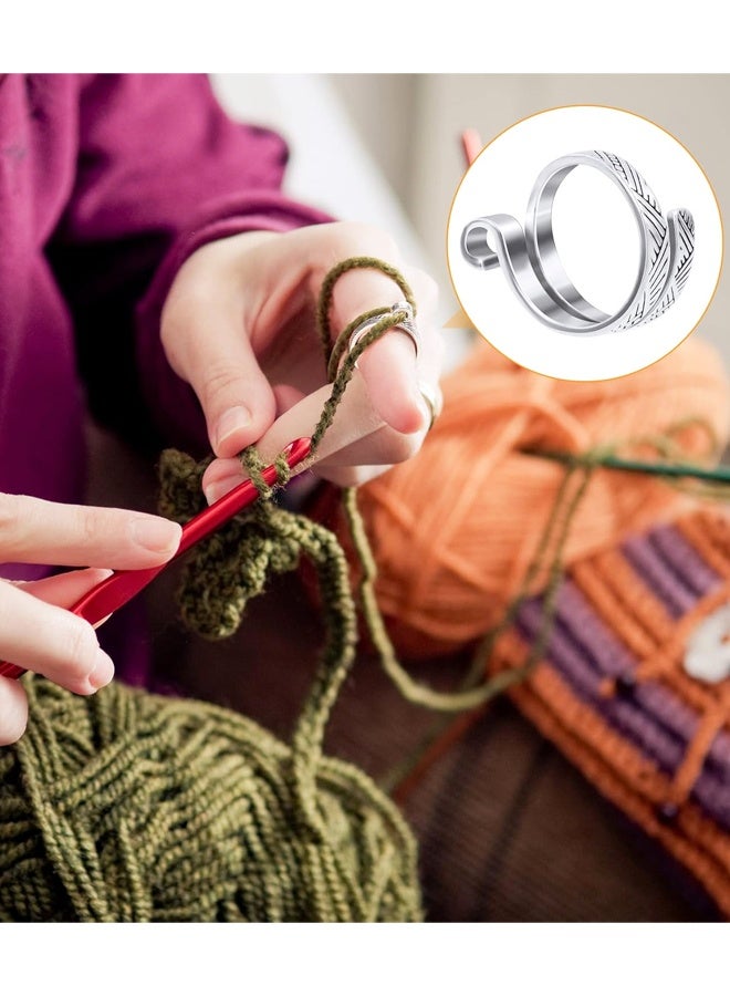 مجموعة من 4 حلقات كروشيه للأصابع، وحاملات أصابع معدنية مفتوحة للخيوط، وإبر حياكة للكروشيه - Image 3