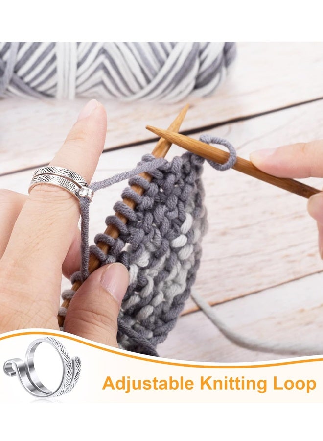 مجموعة من 4 حلقات كروشيه للأصابع، وحاملات أصابع معدنية مفتوحة للخيوط، وإبر حياكة للكروشيه - Image 5