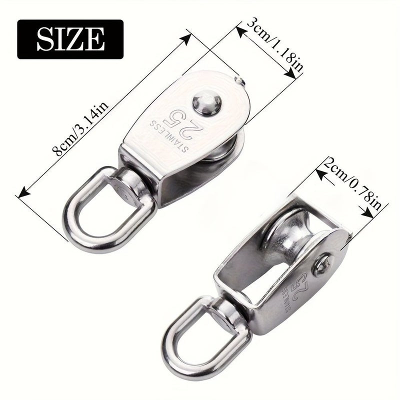 2 Pack 304 Stainless Steel 360 Rotation M25 Single Wheels 330 Lbs Load Capacity - Image 3
