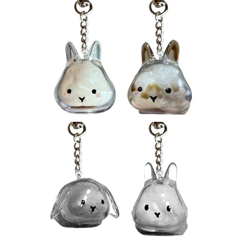 Transparent rabbit fur storage box, captivating capsule toy, rabbit fur storage, souvenir/collectible bag, keychain, charm. - Image 1