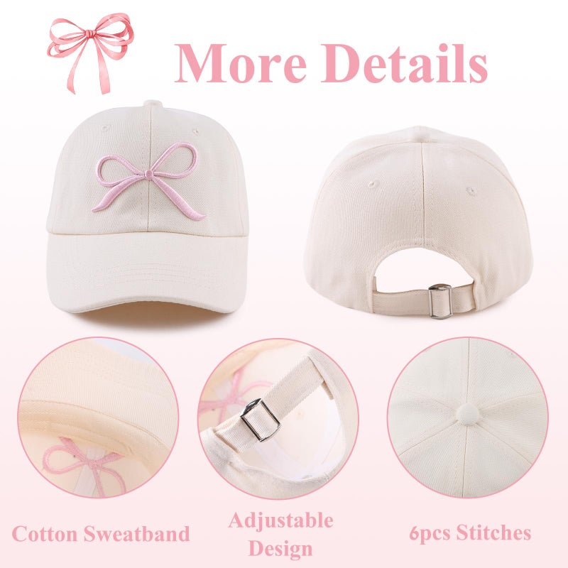 Zsedrut Toddler Girl Baseball Cap Kids Adjustable Summer Sun Hat Unisex Baby Lightweight Trucker Hats (Bow Style-Beige) - Image 4