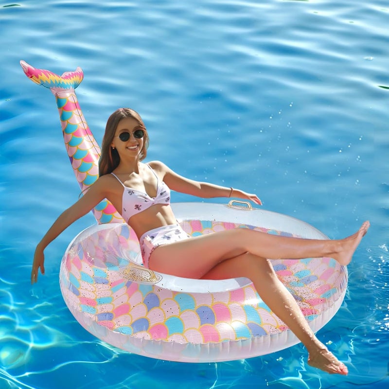 PINKE Inflatable Swimming Ring, Cute Pool Float Tube Decorations Swim Tubes Outdoor Inflatable Summer Lake Beach Water Floats Pool Rafts Party Supplies for Adults Kids Water Activities - Image 5