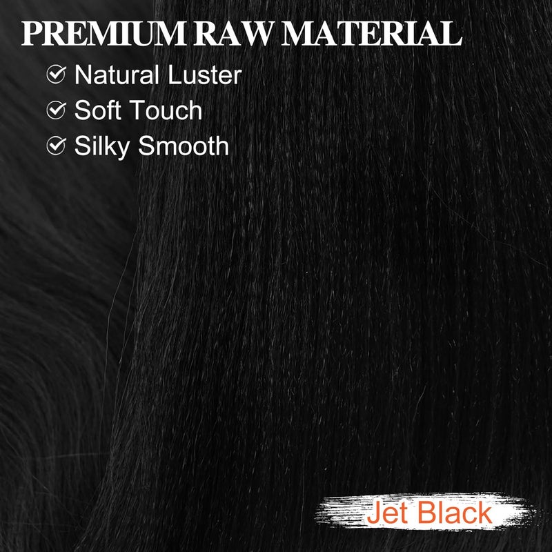 BARSDAR Pre Stretched Braiding Hair, 66 cm, 8 Packs Long Braiding Hair Jet Black for Crochet Twist or Box Braids, EZ Braids, Yaki Hot Water Setting Synthetic Braids Hair Extension - 1B# Jet Black - Image 4