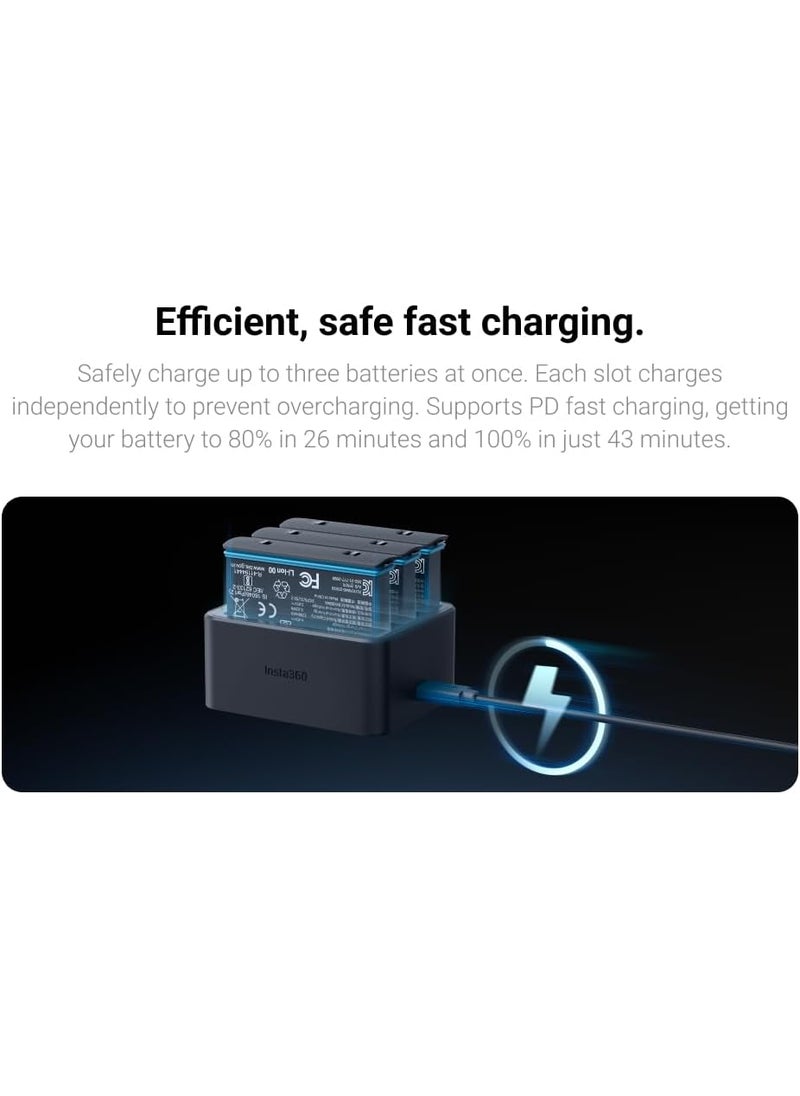 Insta360 Insta360 X4 Fast Charge Hub Battery Charger Pack Bundle  Includes 2 X4 Batteries  - Image 3