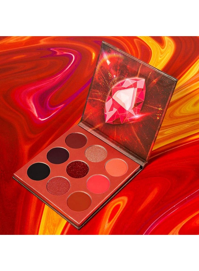 docolor Eyeshadow Palette 9 Colors Red Eyeshadow Gemstone Shadow Palette Highly Pigmented Mattes Shimmers Naked Smokey Glitter Cream Colorful Powder Blendable Long Lasting Waterproof Makeup Palette - Image 3