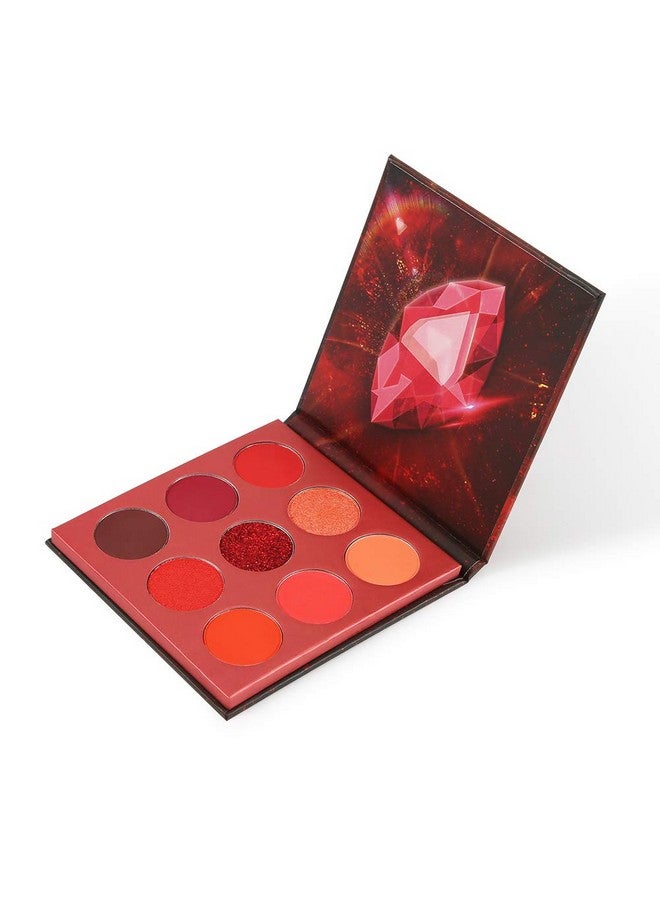 docolor Eyeshadow Palette 9 Colors Red Eyeshadow Gemstone Shadow Palette Highly Pigmented Mattes Shimmers Naked Smokey Glitter Cream Colorful Powder Blendable Long Lasting Waterproof Makeup Palette - Image 1