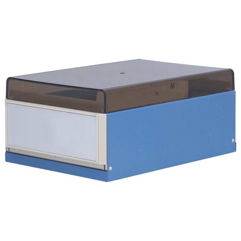 Index Card Holder: Clear Engineering Grade Plastic Box - Sliding Extendable Design, Large Capacity Business Card Organizer for Office and Home Use - Image 1
