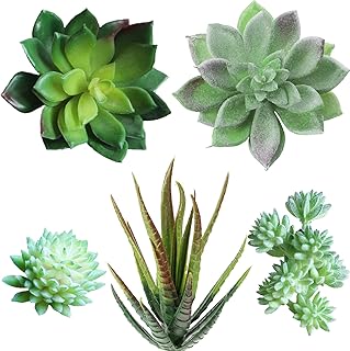 Supla 5 Pcs Assorted Artificial Succulents Plants Unpotted Small Green Cactus Echeveria Picks Fake Succulents Bulk for - Image 1
