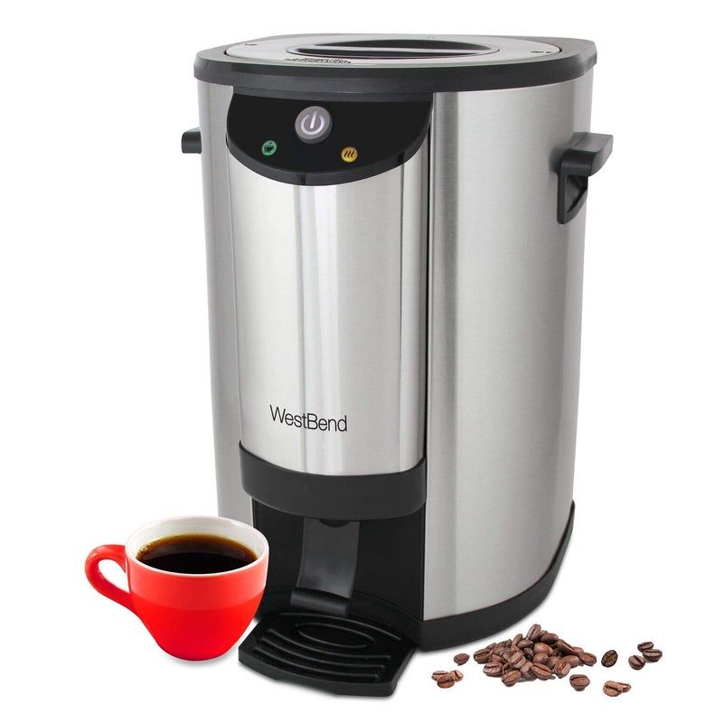 West Bend 57042 Coffee Urn Double Walled Stainless Steel Features Automatic Temperature Control Large Capacity with Fast Brewing and Easy Clean Up NSF Certified 42Cup Silver