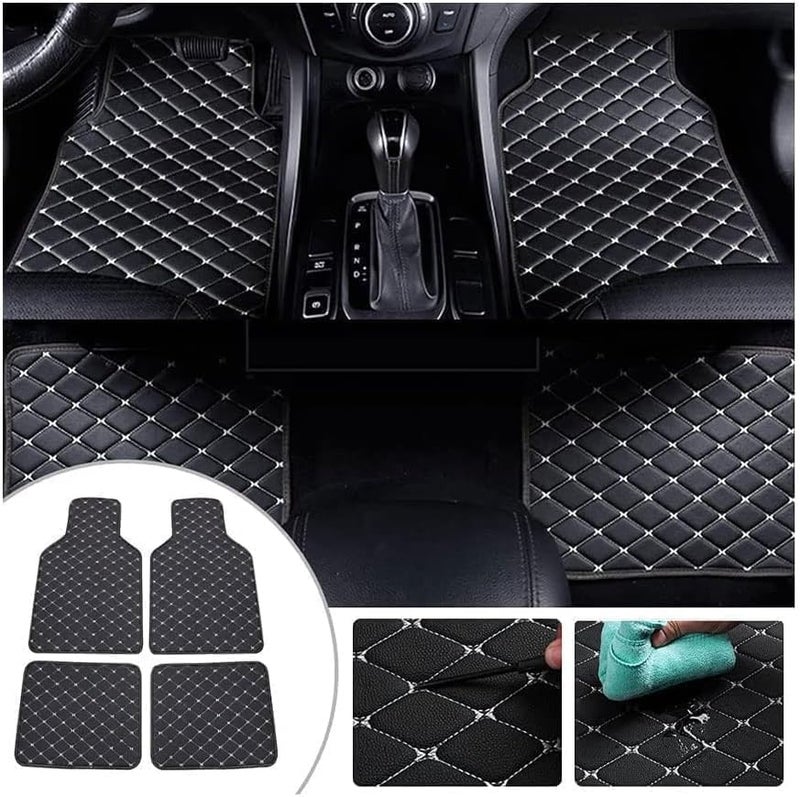 Generic WBLDP-SDGT Car Floor Mat for Mitsubishi Outlander PHEV (2018–2022), Waterproof Front Rear Mats Foot Pad Protector Interior Accessories,Black-Beige  - Image 2