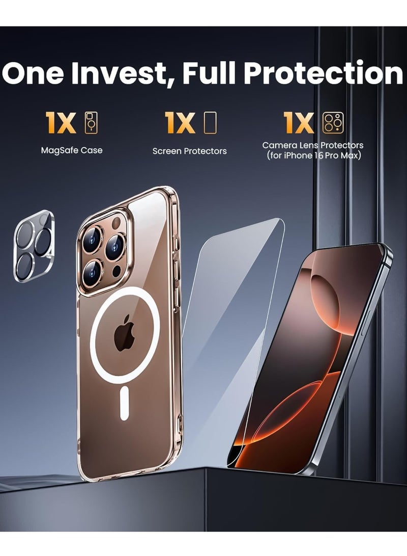 iPhone 16 Pro Max Case - Crystal Clear Magnetic Case with Screen Protector & Camera Cover, MagSafe Compatible, Shockproof Slim Silicone TPU Bumper & Hard PC Cover - Image 2
