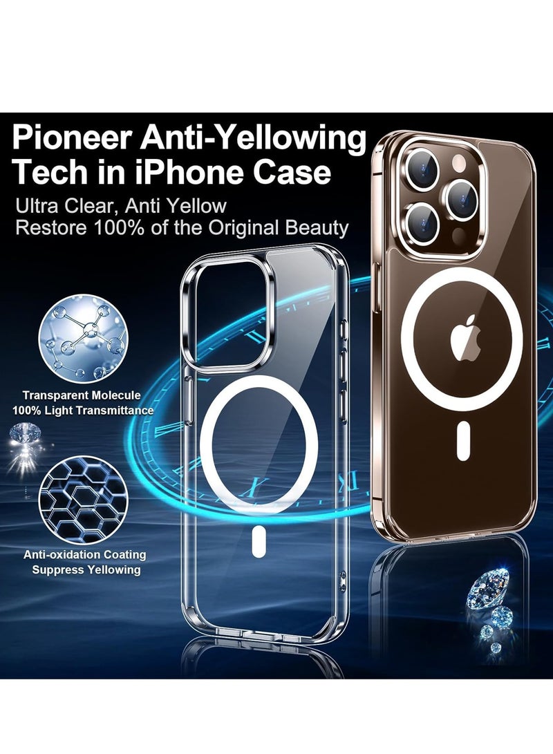 iPhone 16 Pro Max Case - Crystal Clear Magnetic Case with Screen Protector & Camera Cover, MagSafe Compatible, Shockproof Slim Silicone TPU Bumper & Hard PC Cover - Image 4