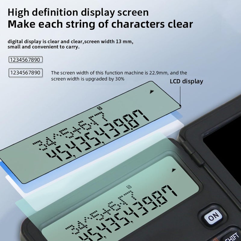 آلة حاسبة علمية TZXZZ 2 في 1 مع لوحة كتابة LCD، أسود، آلة حاسبة علمية، هندسية/علمية - Image 5