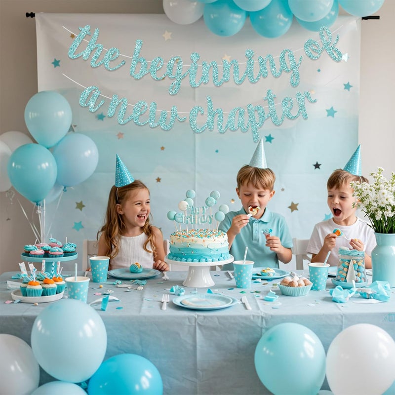 BEISHIDA بداية فصل جديد لافتة، كتاب وداع موضوع حفلة تدفئة منزل تهنئة زينة، لافتة حفلة مغادرة، لافتة تخرج 2025، مستلزمات تقاعد، أزرق فاتح - Image 4