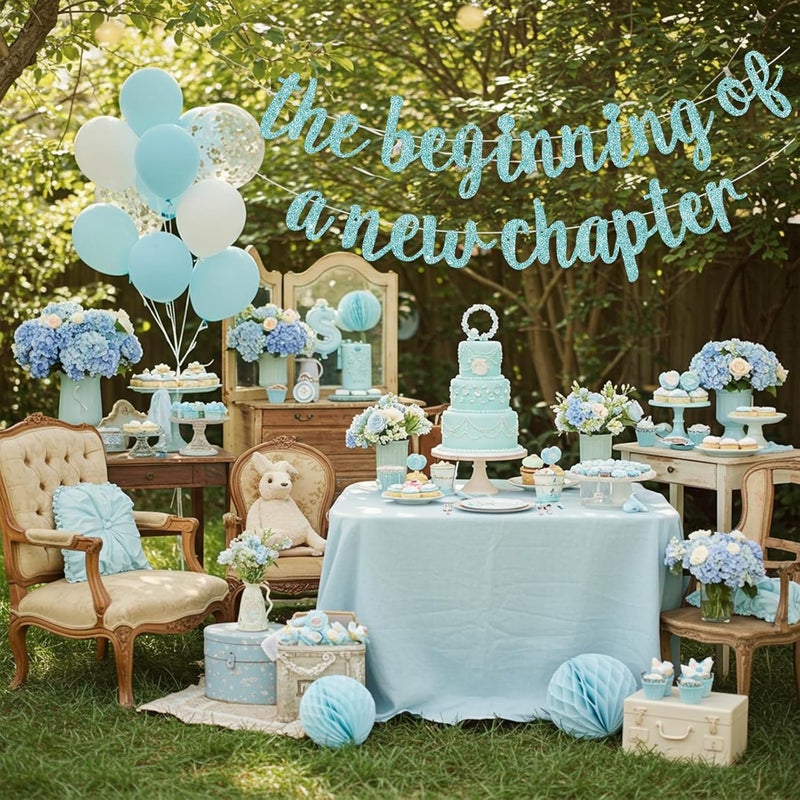 BEISHIDA بداية فصل جديد لافتة، كتاب وداع موضوع حفلة تدفئة منزل تهنئة زينة، لافتة حفلة مغادرة، لافتة تخرج 2025، مستلزمات تقاعد، أزرق فاتح - Image 5