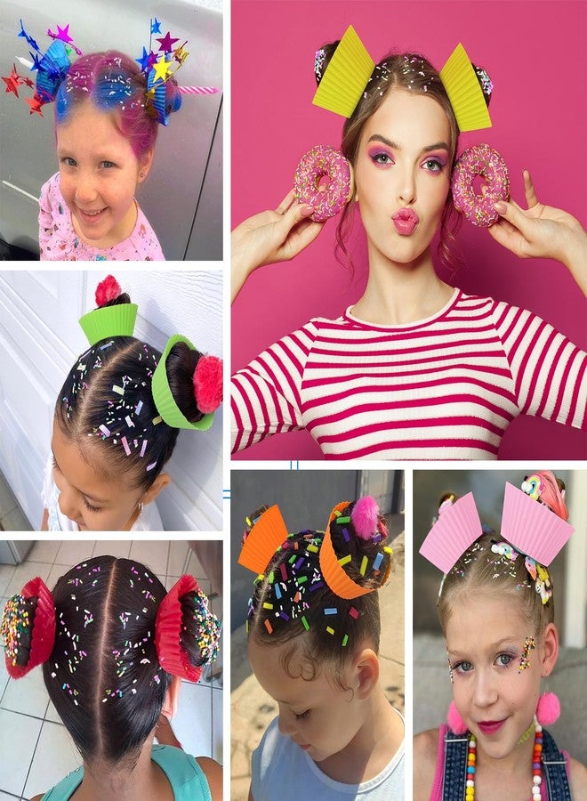 XANGNIER Hair Accessories Kits for Girls,Women,Kids,12 Pcs Cupcake Liners Hair Accessories Decorations for Crazy Day with 12 Clips and Silicone Decorative Granules - Image 4