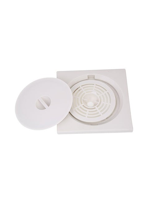 Plastic Floor Drain - Flat Tile Insert Drain with Anti-Clog Strainer, Secure Lid, and Hygienic Surface - Ideal for Bathrooms, Kitchens, Showers, Backyards, and Outdoor Spaces