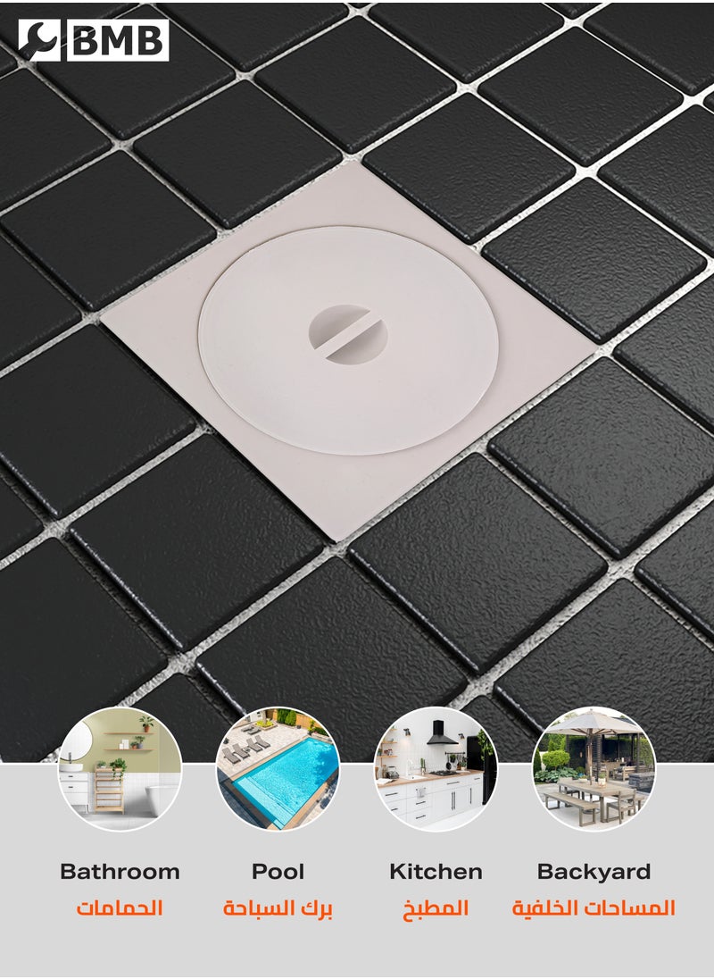 Plastic Floor Drain - Flat Tile Insert Drain with Anti-Clog Strainer, Secure Lid, and Hygienic Surface - Ideal for Bathrooms, Kitchens, Showers, Backyards, and Outdoor Spaces - pzsku/Z76EA0E54EDBF2A86895BZ/45/_/1729581169/b0dd2d5a-7633-4919-92ee-17a714b98306