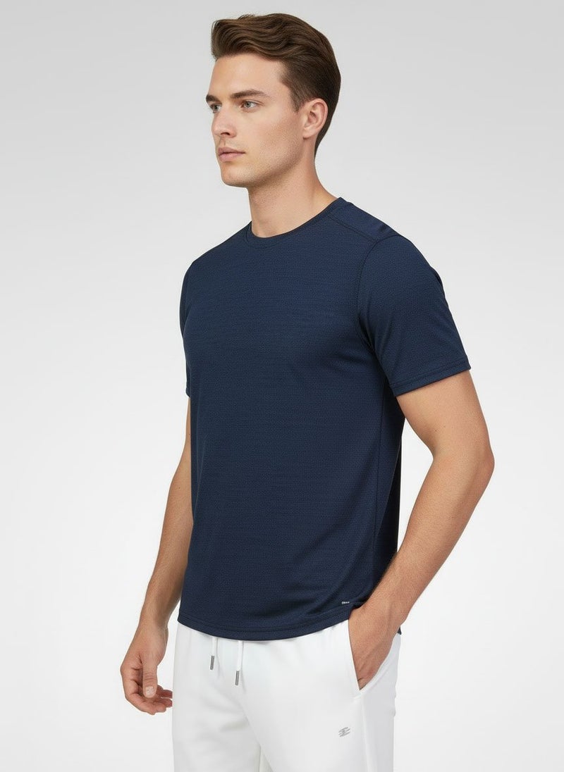 MOTION Men Sportswear Fit Short Sleeve Training T-Shirt, Navy - Image 5