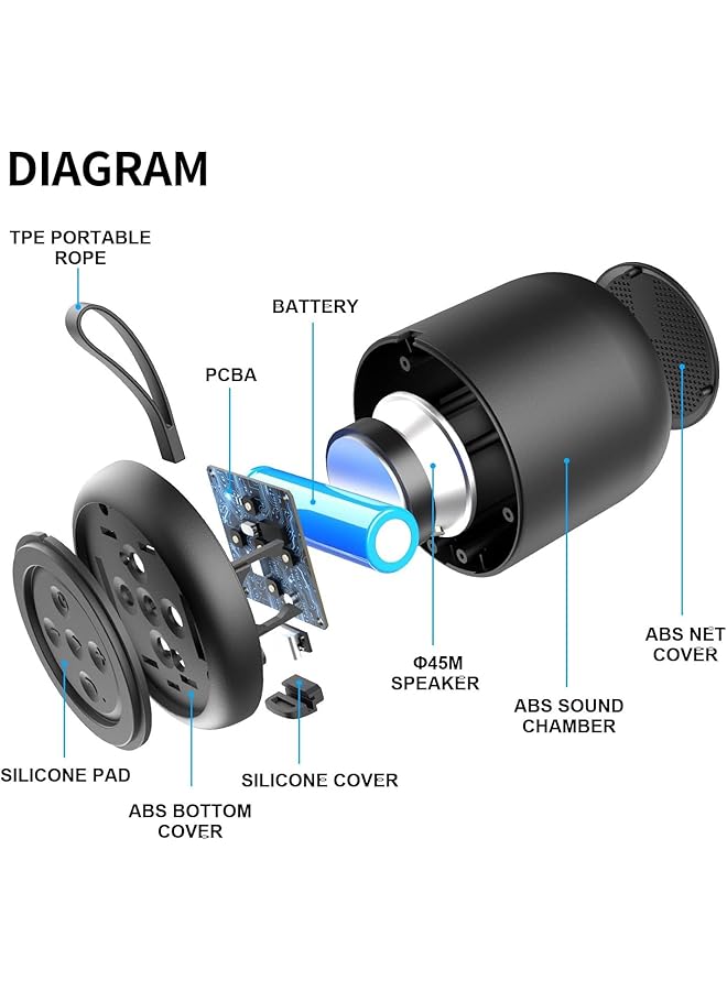 erorex Portable Bluetooth Speakers Small Speaker For Travel With Hands Free Playback Wireless Bluetooth Speakers With Dual Pairing Function Portable Design Bluetooth 5.3 Black - Image 5