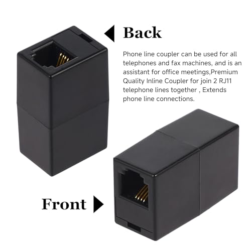 OLIREXD 5PCS RJ11 Coupler Connectors, Premium Quality Black Telephone in-Line Coupler 6P4C Phone Line Jacks with Gold Plated Contacts Female to Female for Phone Wire Extension - Image 5