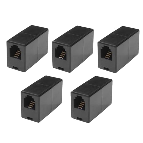OLIREXD 5PCS RJ11 Coupler Connectors, Premium Quality Black Telephone in-Line Coupler 6P4C Phone Line Jacks with Gold Plated Contacts Female to Female for Phone Wire Extension - Image 1