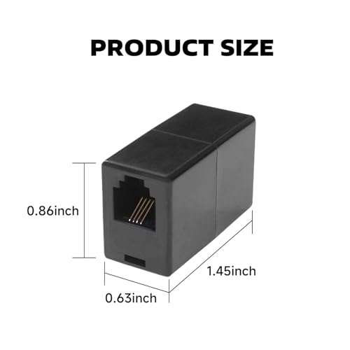 OLIREXD 5PCS RJ11 Coupler Connectors, Premium Quality Black Telephone in-Line Coupler 6P4C Phone Line Jacks with Gold Plated Contacts Female to Female for Phone Wire Extension - Image 2